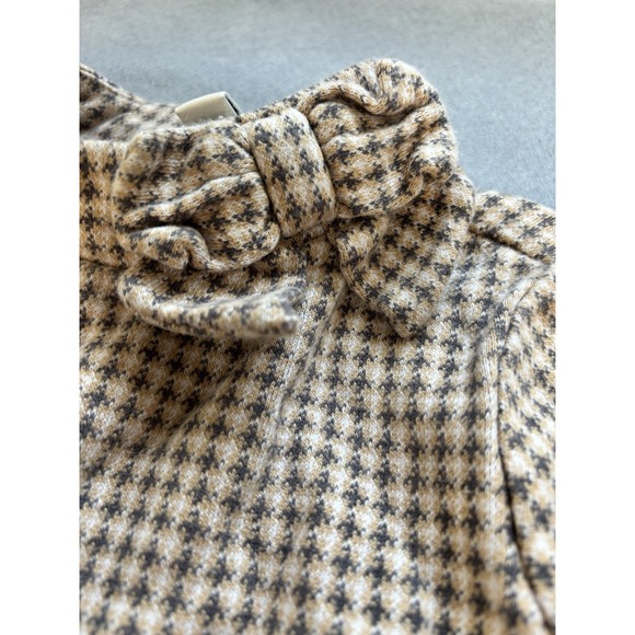 Janie And Jack Sz 5 Houndstooth Dress Bow Cotton Drop Waist Old Money Preppy - Picture 11 of 16